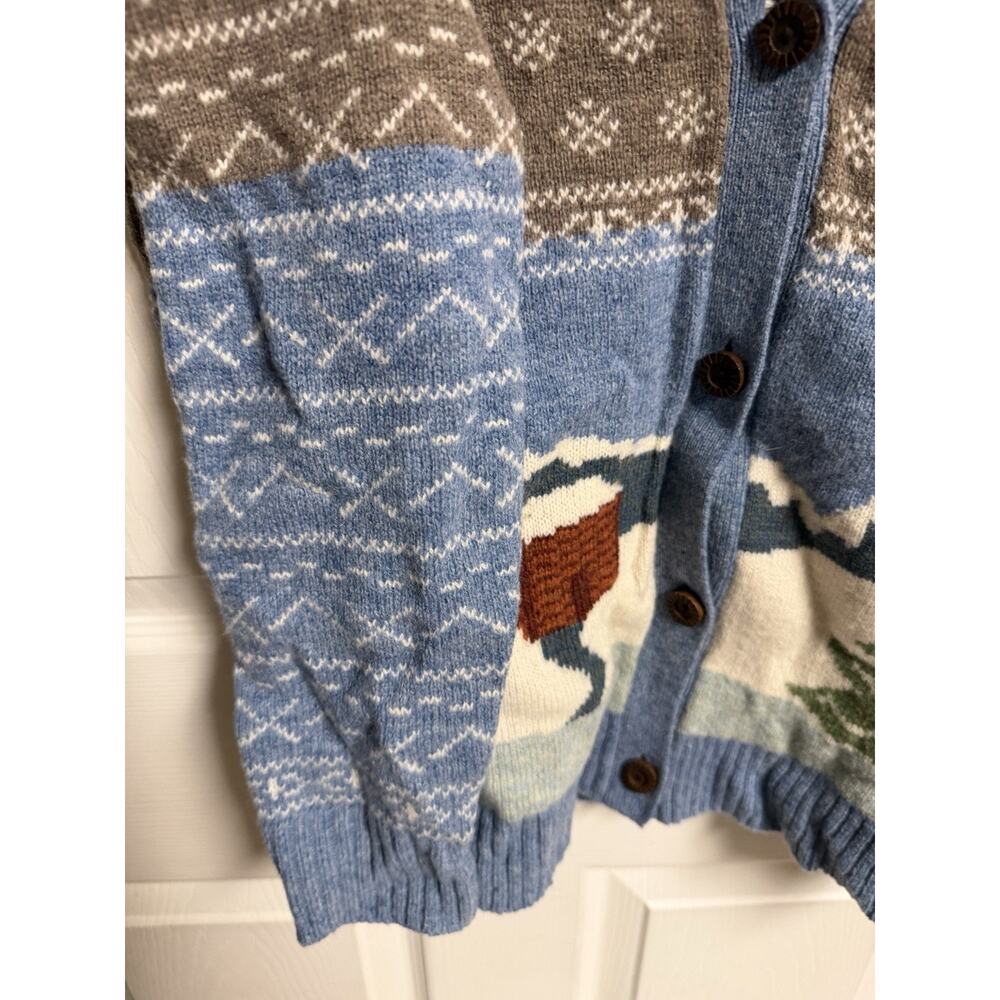 Woolrich Cardigan Sweater Small Knit Wool Winter Snow Cabin Christmas SP Hole - Picture 6 of 7